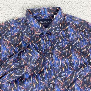 Robert Graham Shirt Mens Medium Rocket interstellar Print Long Sleeve Button